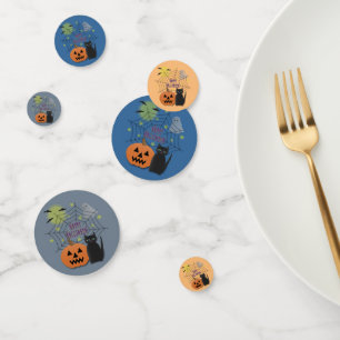Confettis Chat noir et citrouille Halloween pas effrayant
