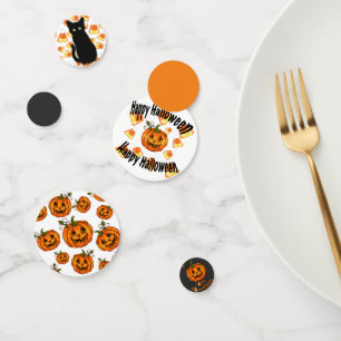 Confettis Chat noir, motif de maïs, citrouilles d'Halloween