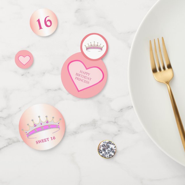 Confettis Chic 16ème anniversaire sur or rose et rose (Groupe)