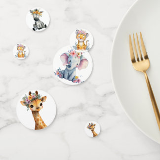 Confettis Chic Animaux de Safari Floral Rose Fille Sauvage