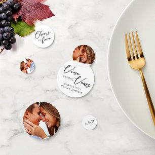 Confettis Chic Vino Avant Vows Black White Photo Initiales