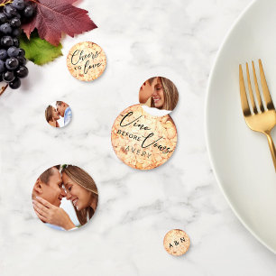 Confettis Chic Vino Avant Vows Vin Cork Photo Initiales