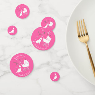 Confettis Chien berger allemand Baby shower fille rose