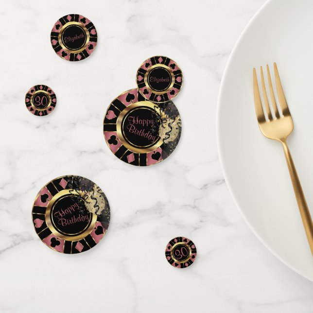 Confettis Chip de Poker de Casino Anniversaire - Or Rose (Groupe)