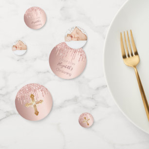 Confettis Christening rose or parties scintillant gouttes ph