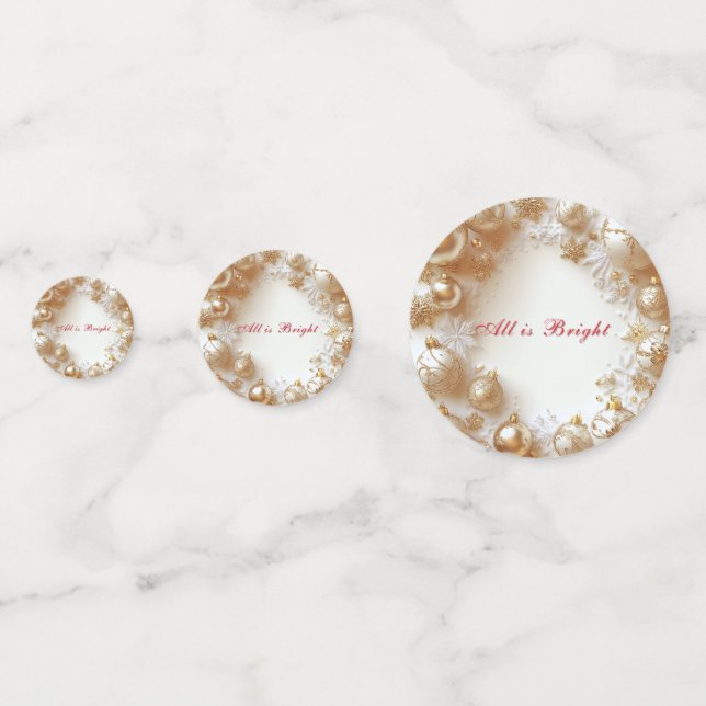 Confettis Christmas Gold Ornaments,Snowflakes All is Bright (Devant)