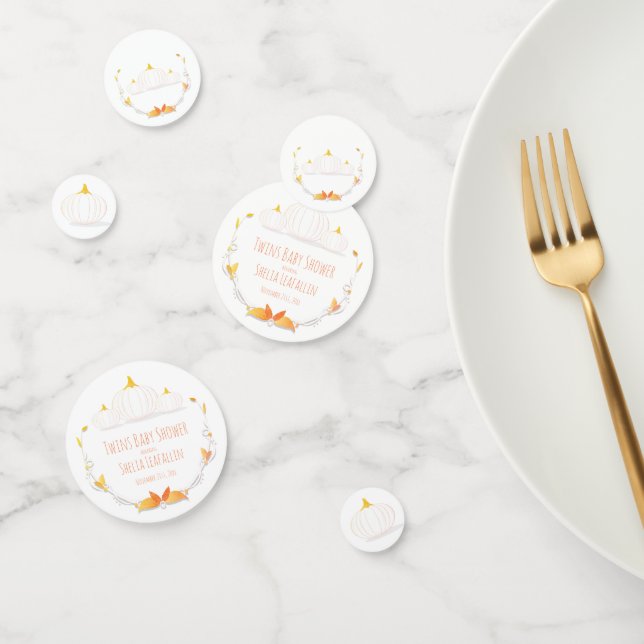 Confettis Citrouille blanc Jumeaux d'automne Baby shower Con (Groupe)