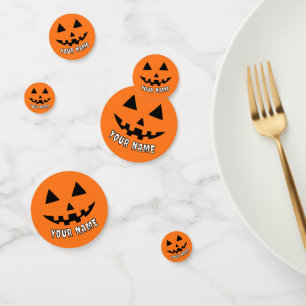 Confettis Citrouille orange personnalisé Halloween Votre Nom