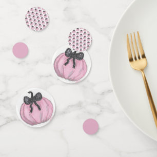 Confettis Citrouille rose avec arc noir