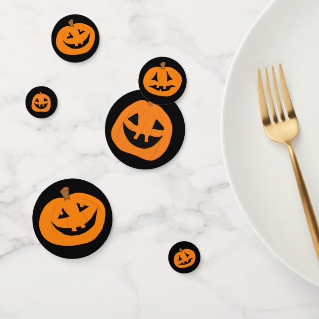Confettis Citrouilles sculptés d'Halloween (Groupe)