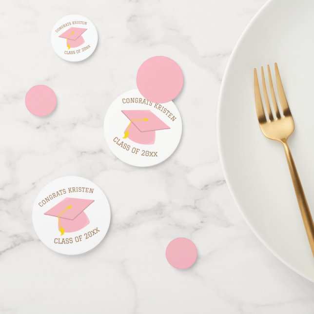 Confettis Classe personnalisée de 20xx Pink Graduation Cap (Groupe)