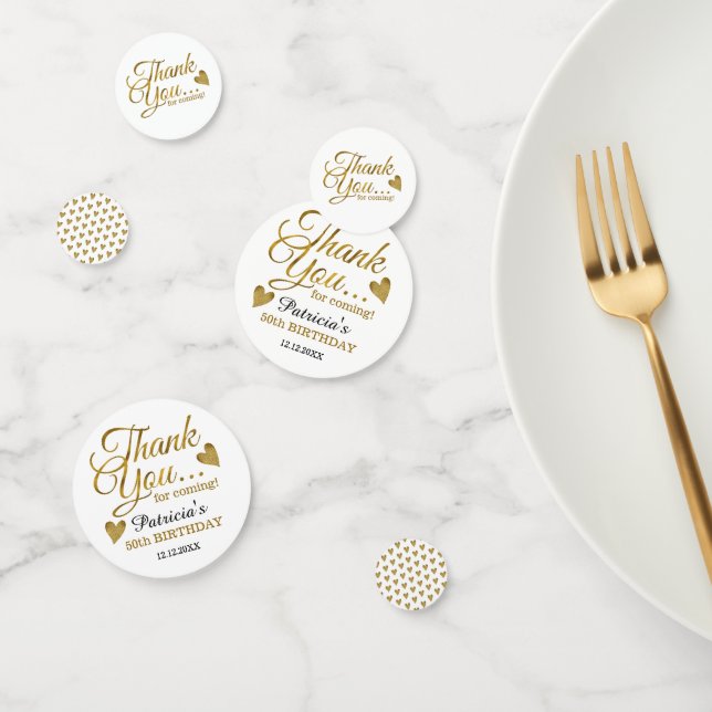 Confettis Classy Gold 50e Anniversaire Merci (Groupe)