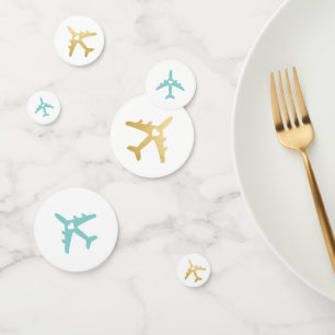 Confettis Cœur d'avion en or Thème de voyage Wanderlust
