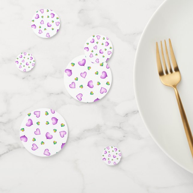 Confettis Coeur mignon violet romantique Saint-Valentin (Groupe)