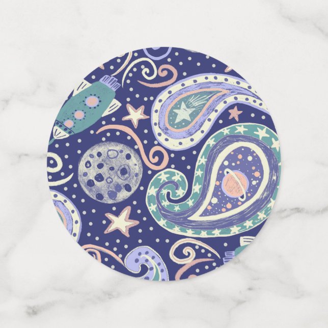 Confettis Conception de galaxie de l'espace rétro (Moyen verso)