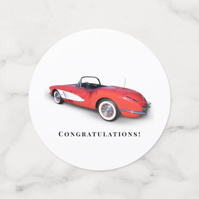 Confettis corvette convertible rouge rétro (Moyen verso)