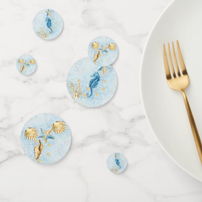 Confettis Côte Chic | Récif de corail bleu et or (Groupe)