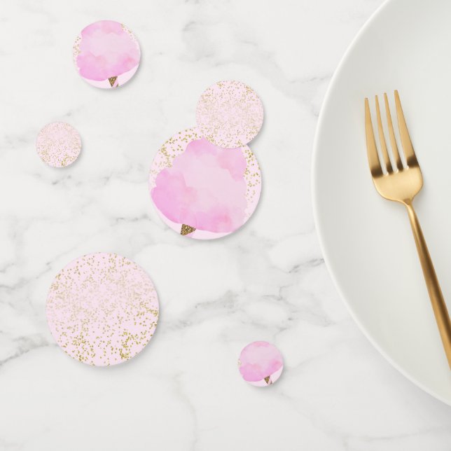 Confettis Coton rose et or Candy Circus fête d'anniversaire (Groupe)