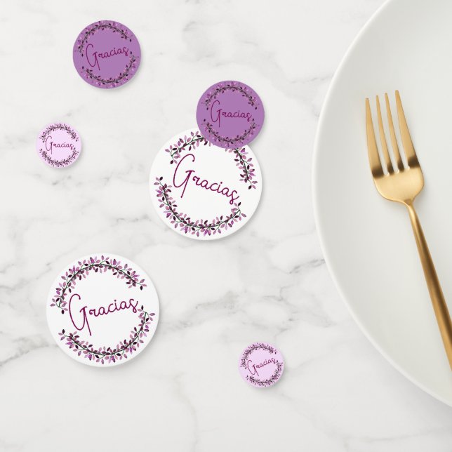 Confettis Couronne de feuilles violettes chic Typography Gra (Groupe)