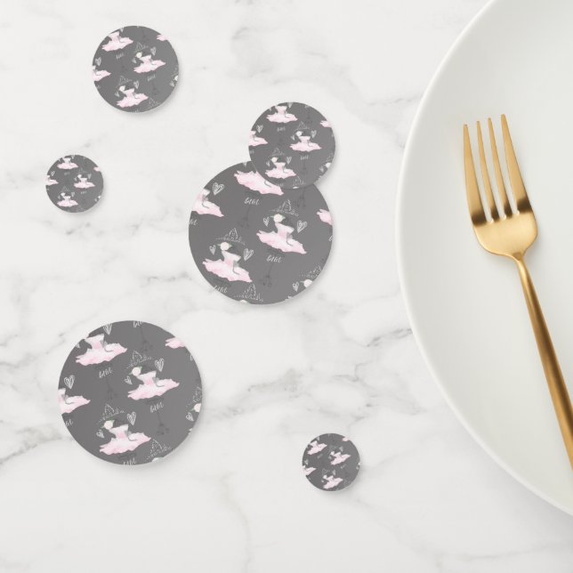 Confettis Couture rose et gris Ballerina Anniversaire (Groupe)