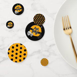 Confettis Crânes de Citrouille de chat noir Enfants Hallowee