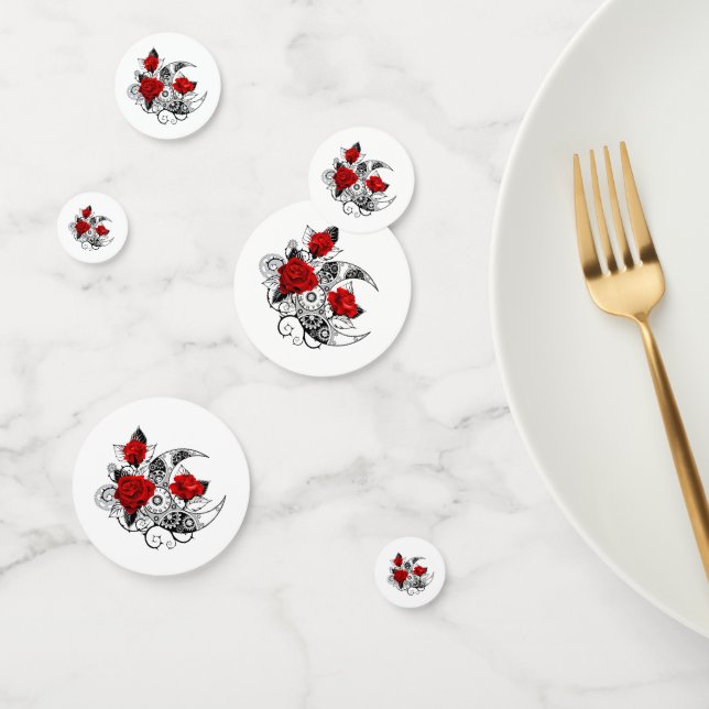 Confettis Croissant mécanique avec roses rouges (Groupe)