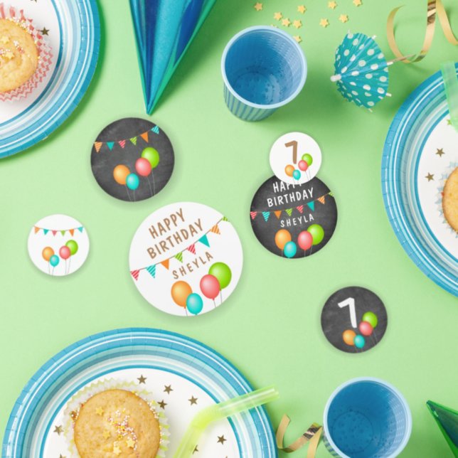 Confettis Cute Balloon Bunting Flag Chalkboard Kid Birthday (Créateur téléchargé)