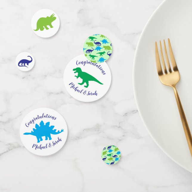 Confettis Cute Dinosaur Baby shower Dino Blue et Green Boy (Groupe)