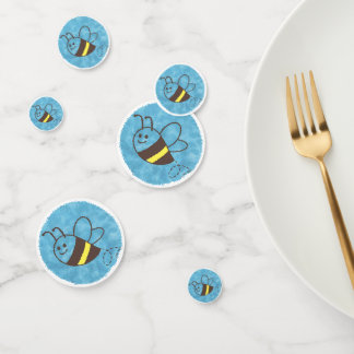 Confettis Cute Little Bee Flying Blue Aquarelle Baby shower