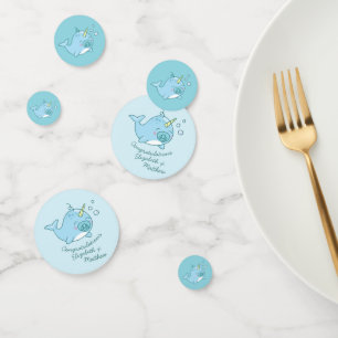 Confettis Cute Narwhal Baby shower Kawaii Blue Boy