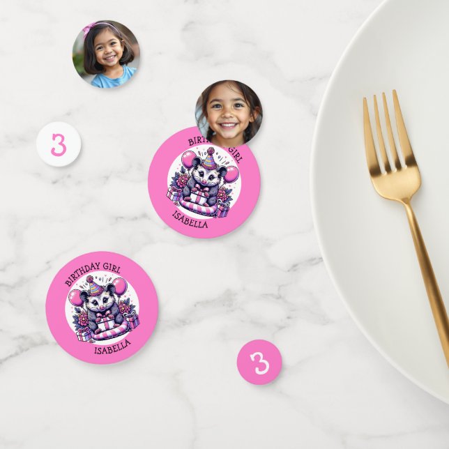 Confettis Cute Possum Fille d'anniversaire personnalisée (Groupe)