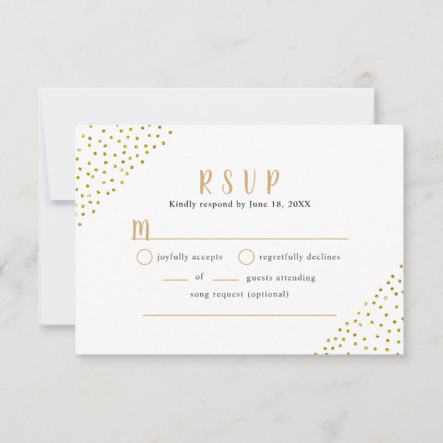 Confettis de Faux Or Mariage buffet RSVP (Devant)
