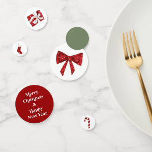 Confettis de table pour fête de Noël avec nœud rou