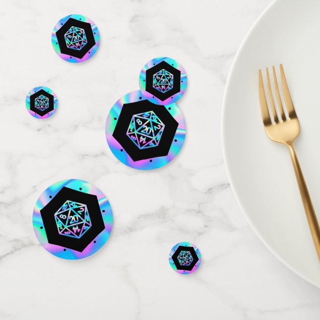 Confettis Dés à jouer RPG | Holo Fantasy Rétro Tabletop PnP  (Groupe)