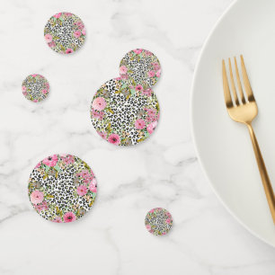 Confettis Design Empreinte de léopard et floral élégant
