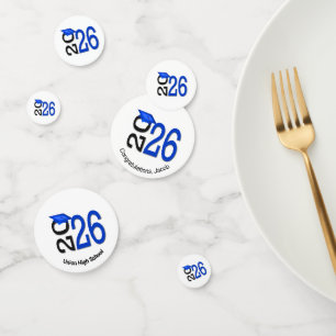 Confettis Diplôme 2026 Couleurs de l'école Bleu et Noir