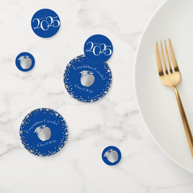 Confettis Diplôme d'enseignement Bleu Argent (Groupe)