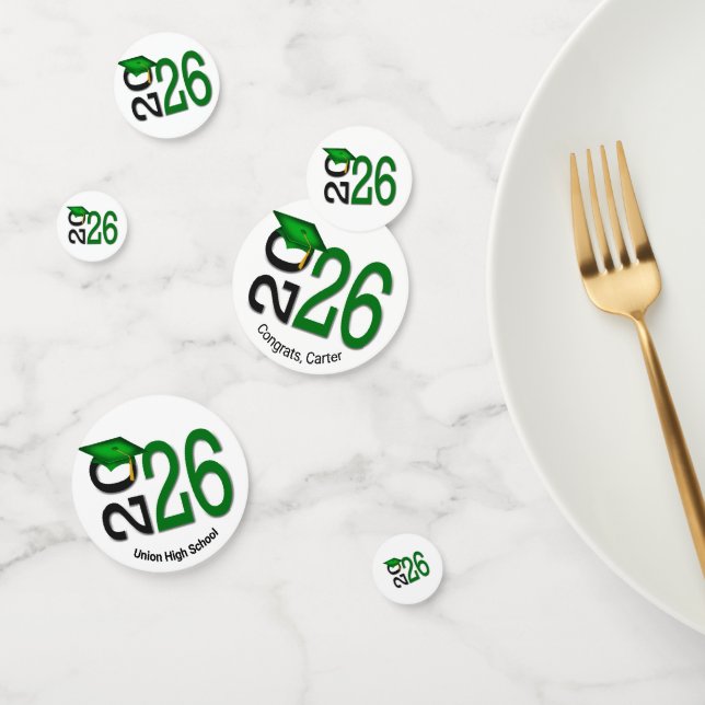 Confettis Diplômé Green et Black 2026  (Groupe)