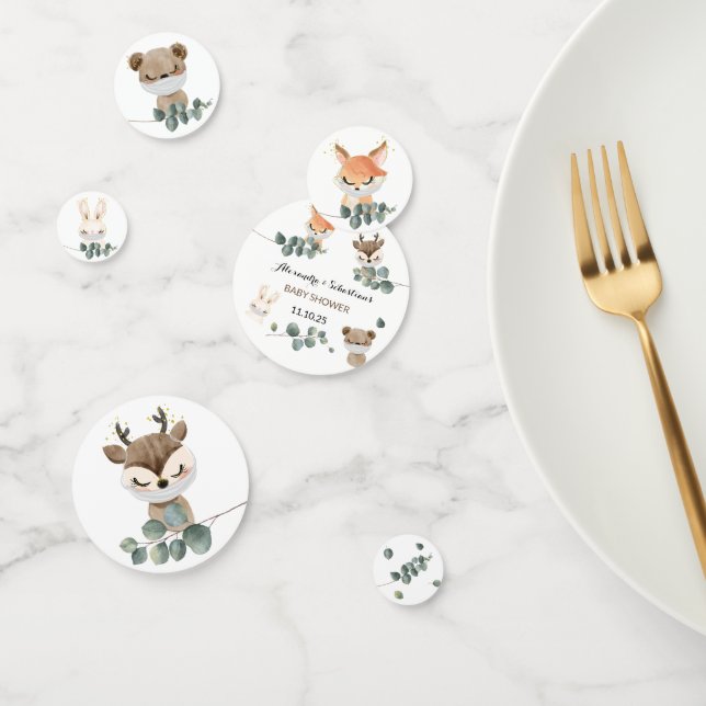 Confettis Distance sociale du Baby shower forestier (Groupe)