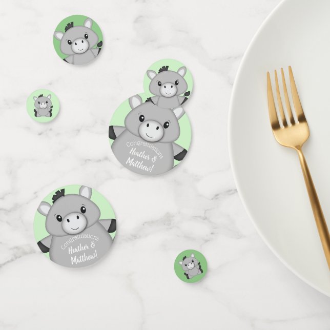 Confettis Donkey Baby shower Green (Groupe)