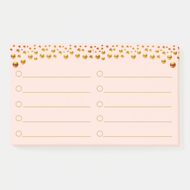 Confettis dorés sur des Post-It rose corail (Devant)