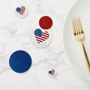 Confettis Drapeau américain cœur 4 juillet paillettes