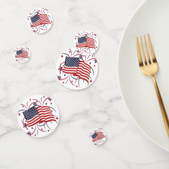 Confettis Drapeau américain et feux d'artifice (Groupe)