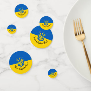 Confettis Drapeau ukrainien avec blason et texte personnalis