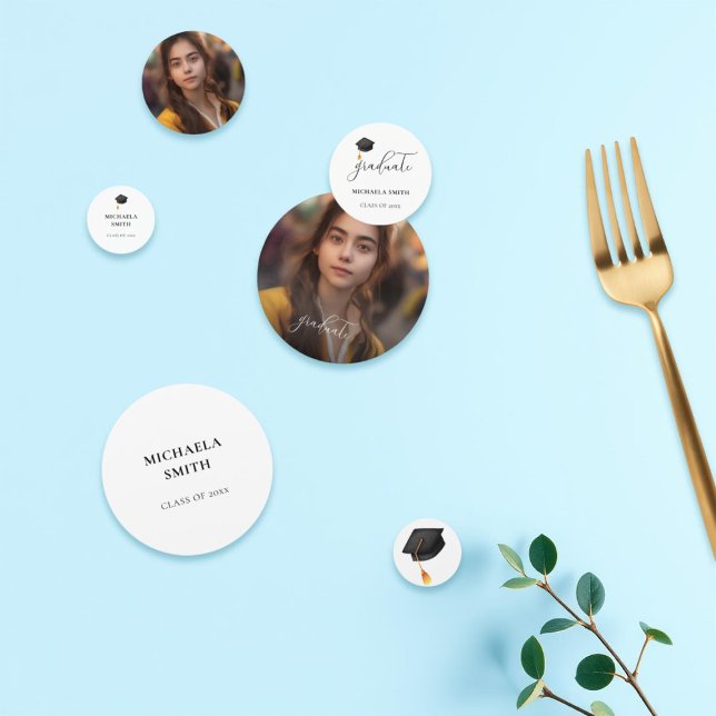 Confettis Élégant Diplômé Photo noir Cap Graduation (Créateur téléchargé)