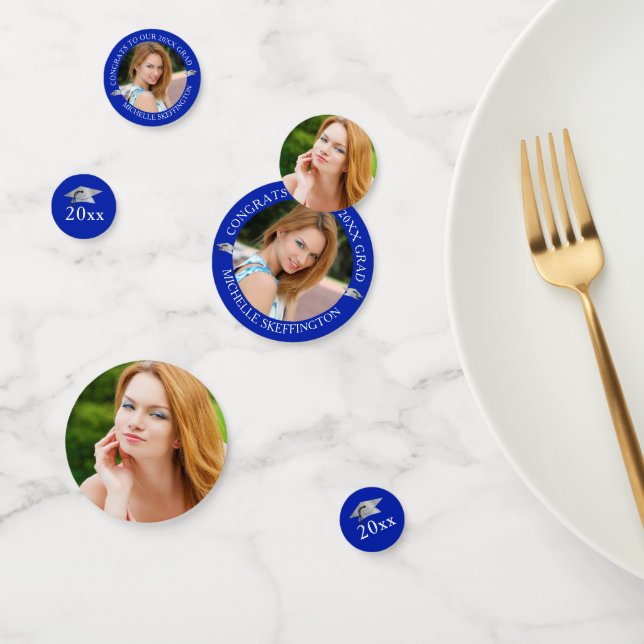Confettis Élégant diplôme Royal Blue Gold Photo (Groupe)