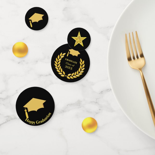 Confettis Elégant Golden et Black Graduation (Groupe)