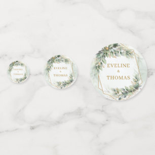 Confettis Élégant mariage botanique vert eucalyptus or