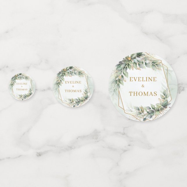 Confettis Élégant mariage botanique vert eucalyptus or (Devant)