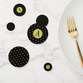 Confettis Élégant Monogramme Motif Gold & Black Star